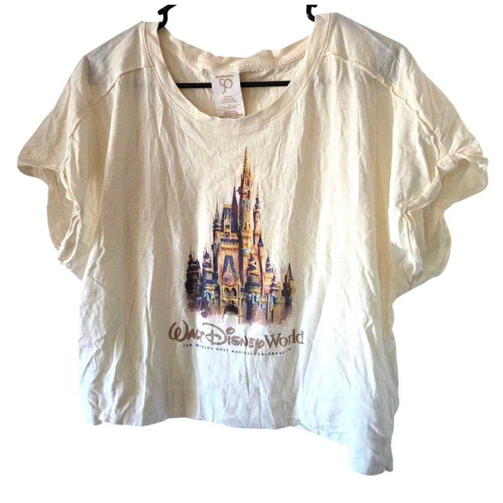 Disney Shirt 2XL White 50th Anniversary Cinderella Castle WDW Crop Shirt 2021